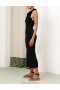 Black Zimmermann Matchmaker Ruffle Neck Midi Dresses