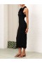 Black Zimmermann Matchmaker Ruffle Neck Midi Dresses