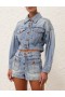 Faded Blue Zimmermann Cropped Denim Jacket Shirt