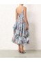 Blue Barkcloth Print Zimmermann Matchmaker Drape Midi Dress Dresses