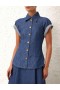 Railway Blue Zimmermann Matchmaker Denim Blouse Tops