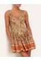 Sage/Brown Floral Zimmermann Junie Panelled Mini Dress Clothing