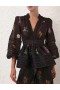 Multi Botanical Black Zimmermann Natura V Neck Lace Blouse Tops