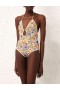 Ivory/Blue Floral Zimmermann Junie Crochet Edge 1PC One Pieces