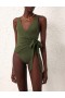 Khaki Zimmermann Separates Sculpt Wrap Tie 1PC Separates One Piece