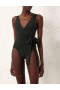 Black Zimmermann Separates Sculpt Wrap Tie 1PC Separates One Piece