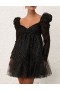 Black/Gold Dot Zimmermann Tulle Ruched Mini Dress Dresses