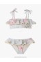 Blue Watercolour Floral Zimmermann Halliday Trim Frill Bikini Kids Swimwear
