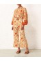Cream/Tan Floral Zimmermann Junie Crop Flared Pant Clothing