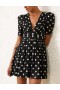 Black/Cream Dot Zimmermann V Neck Mini Dress Dresses