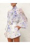 Blue Garden Print Zimmermann Natura Tuck Short Shorts & Pants