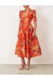 Red Tropical Floral Zimmermann Matchmaker Midi Shirt Dress Dresses