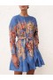 Dusty Blue Floral Zimmermann August Long Sleeve Mini Dress Dresses