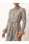 Blue/Yellow Floral Zimmermann Junie Frill Midi Dress Clothing