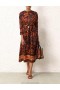 Dark Navy Floral Zimmermann Junie Long Sleeve Midi Dress Dresses Mid Length