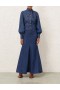 Railway Blue Zimmermann Denim Maxi Skirt Denim
