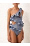 Dusty Blue Zimmermann August Asymmetric Frill 1PC One Pieces