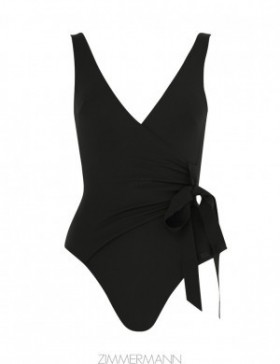 Black Zimmermann Separates Sculpt Wrap Tie 1PC Separates One Piece