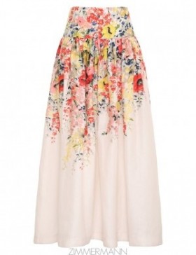 Ivory Floral Zimmermann Alight Basque Midi Skirt Skirts