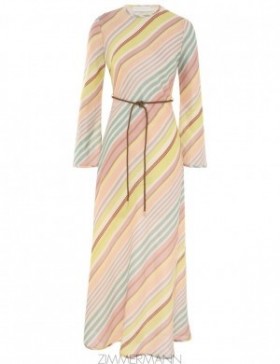 Multi Stripe Zimmermann Halliday Bias Long Dress Clothing