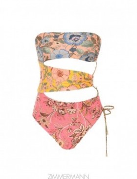 Spliced Zimmermann Junie Lace Up Cutout 1PC One Pieces