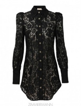 Black Zimmermann Matchmaker Lace Tunic Tops