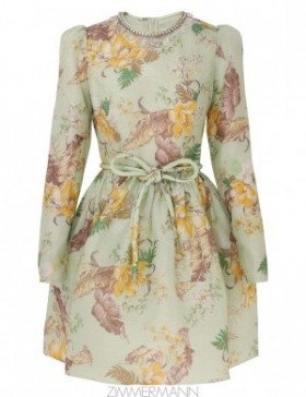 Mint Tropical Floral Zimmermann Matchmaker Tulip Mini Dress Dresses