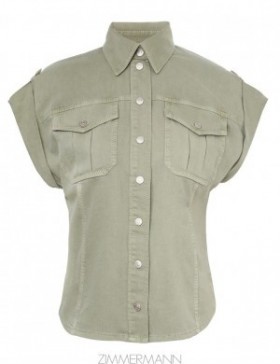 Khaki Zimmermann August Denim Utility Shirt Shirt