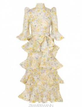 Citrus Garden Print Zimmermann Harmony Tiered Midi Dress Dresses