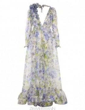 Blue Floral Zimmermann Natura Flower Midi Dress Dresses
