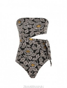 Black Floral Zimmermann Ottie Scarf Tie 1PC One Pieces