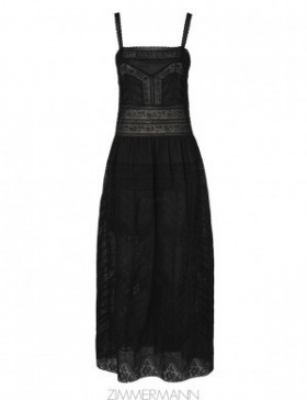 Black Zimmermann Halliday Lace Trim Slip Dress Clothing