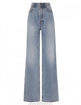 Poseidon Blue Zimmermann Wide Straight Jean DenimShorts & Pants