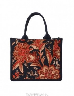 Dark Navy Floral Zimmermann Small Jacquard Tote Bags