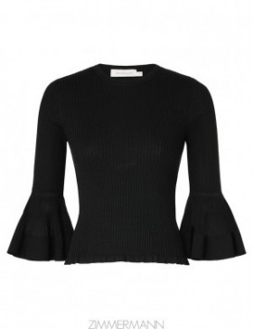 Black Zimmermann Natura Ruffle Top Tops