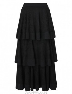 Black Zimmermann Natura Tiered Ruffle Skirt Knitwear Skirts