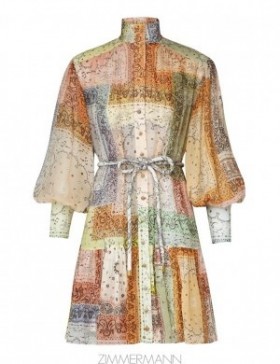 Bandana Patch Print Zimmermann Matchmaker Lantern Mini Dress Dresses