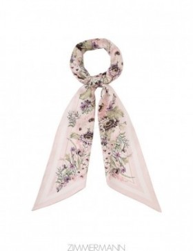Cream Multi Floral Zimmermann Printed Silk Neck Scarf Scarves