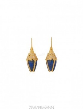 Gold/Lapis Zimmermann Bloom Teardrops Earrings