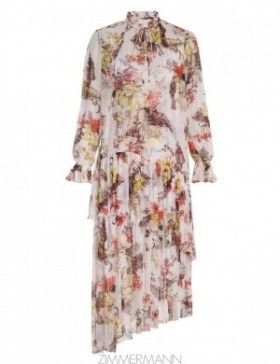 Ivory Tropical Floral Zimmermann Matchmaker Tiered Dress Dresses