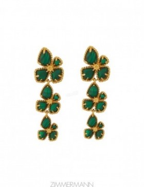 Gold/Malachite Zimmermann Bloom Large Dangles Earrings