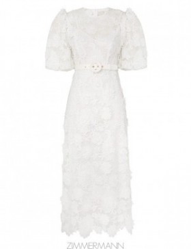Ivory Zimmermann Halliday Lace Flower Dress Dresses Mid Length