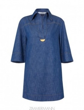 Railway Blue Zimmermann Denim Tunic Dress Dresses