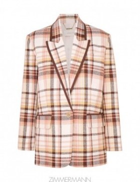 Cream Check Zimmermann Matchmaker Check Jacket Jackets & Coats