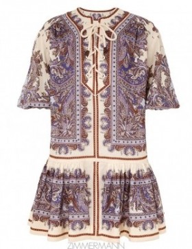 Purple Paisley Zimmermann Ottie Eyelet Mini Dress Clothing