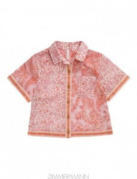 Pink Paisley Zimmermann Ottie Pocket Shirt Kids Clothing