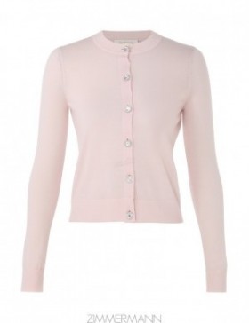 Dusty Pink Zimmermann Matchmaker Crew Neck Cardigan Knitwear
