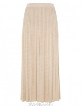 Cream Lurex Zimmermann Halliday Rib Midi Skirt Skirts