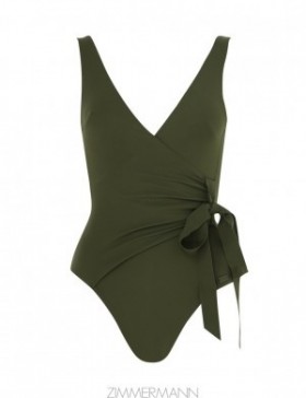 Khaki Zimmermann Separates Sculpt Wrap Tie 1PC Separates One Piece