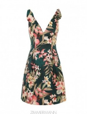 Green Palm Zimmermann Lexi Tie Mini Dress Clothing